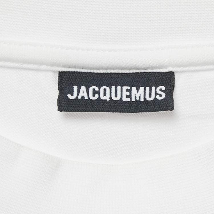 Pre Owned Jacquemus White Cotton Crew Neck Gros Grain T-Shirt XXL