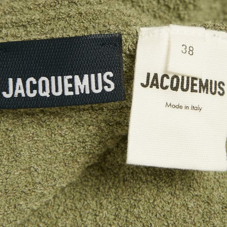 Pre Owned Jacquemus Light Khaki Cotton Blend Plunge Neck Le Gilet Noué Cardigan M
