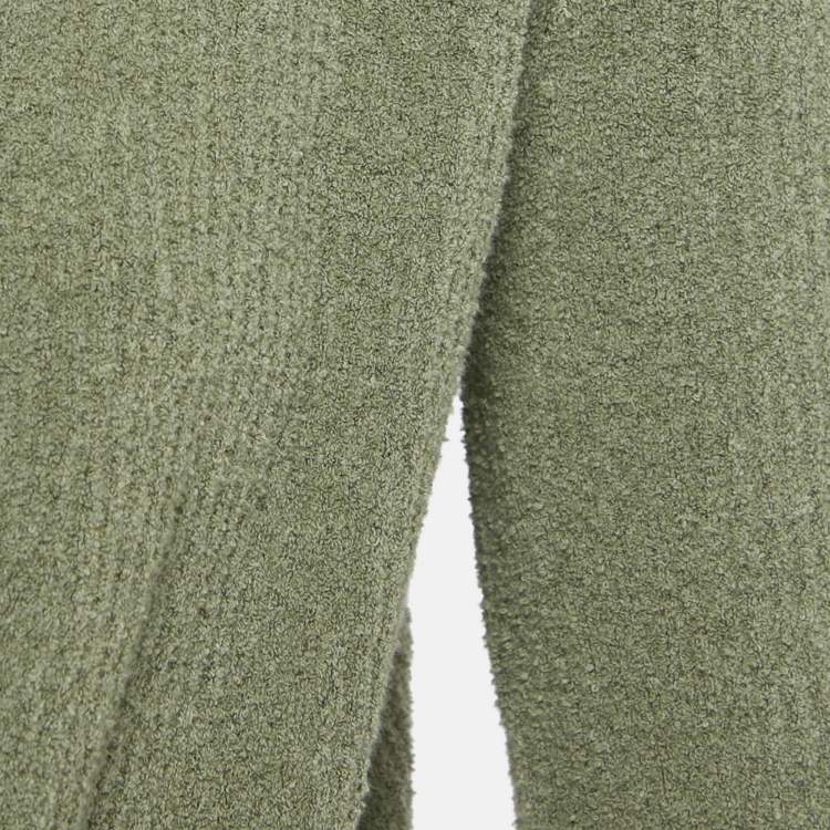 Pre Owned Jacquemus Light Khaki Cotton Blend Plunge Neck Le Gilet Noué Cardigan M