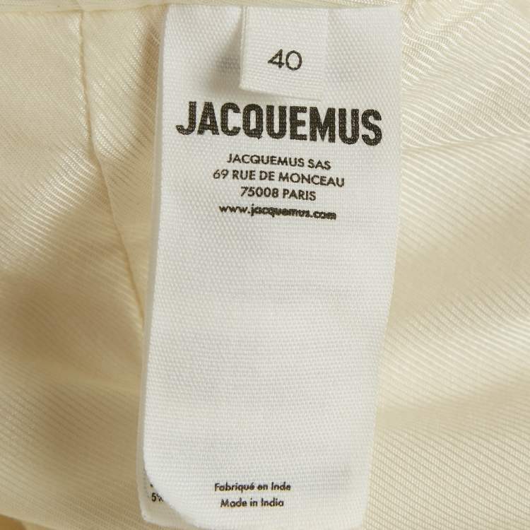 Pre Owned Jacquemus Cream Satin Asymmetrical Hem Saudade Slip Dress L