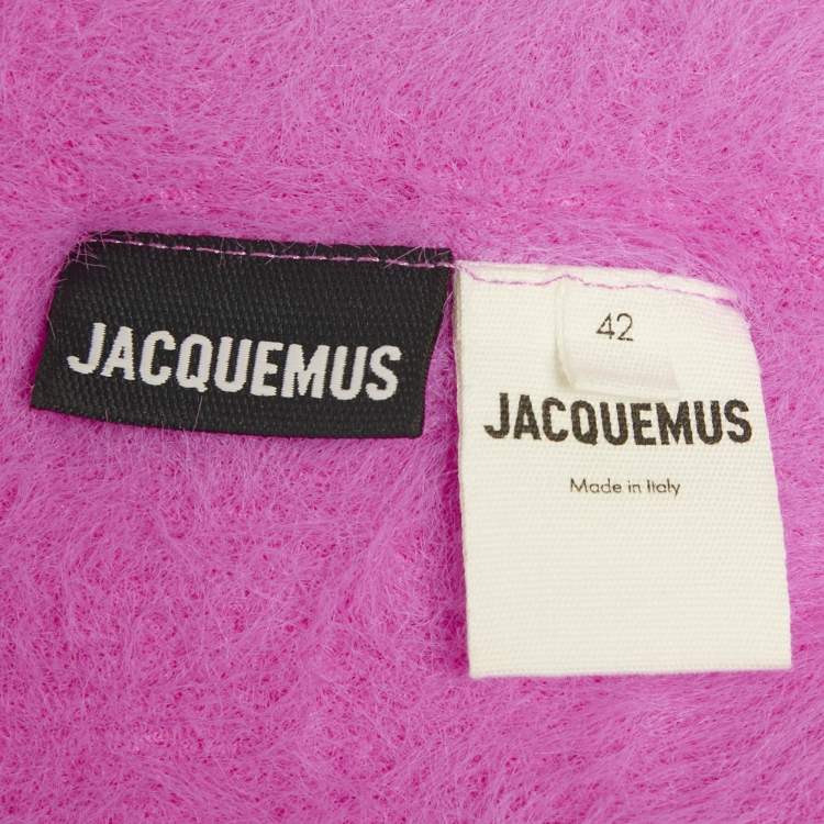 Pre Owned Jacquemus Pink Faux Fur Logo-Detail La Maille Neve Crop Top L