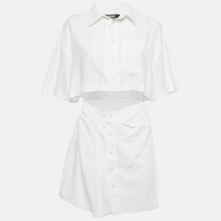 Pre Owned Jacquemus White Crepe Cut-Out Mini Dress M