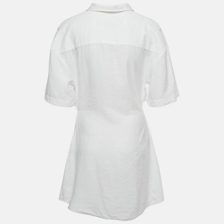 Pre Owned Jacquemus White Crepe Cut-Out Mini Dress M