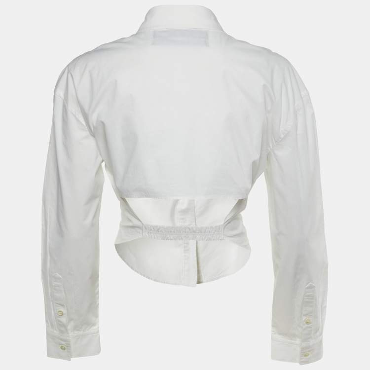 Pre Owned Jacquemus White Cotton Le Splash Crop Top S 