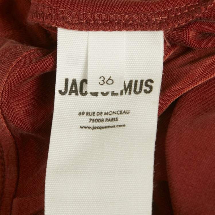 Pre Owned Jacquemus Burnt Orange Jersey Ruched Overlay Espelho Drawcord Trousers S 