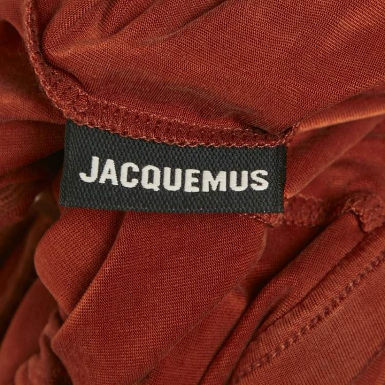 Pre Owned Jacquemus Burnt Orange Jersey Ruched Overlay Espelho Drawcord Trousers S 