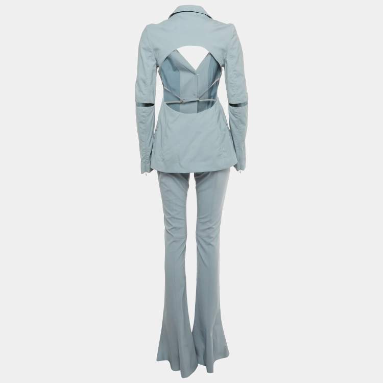 Pre Owned Jacquemus Light Blue Wool Cut Out Le Splash Blazer & Pants Set S