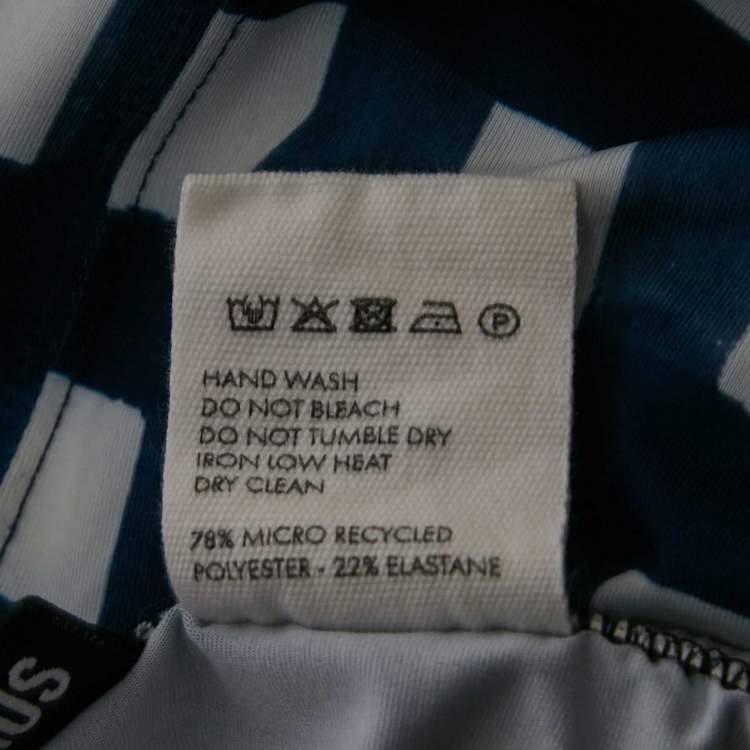 Pre Owned Jacquemus Navy Blue/White Checkered Silk Blend & Jersey Crop Top & Skirt Set S