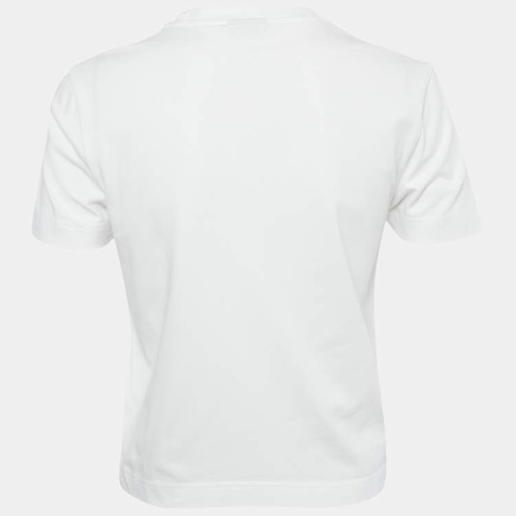 Pre Owned Jacquemus White Logo Cotton Crewneck T-Shirt L