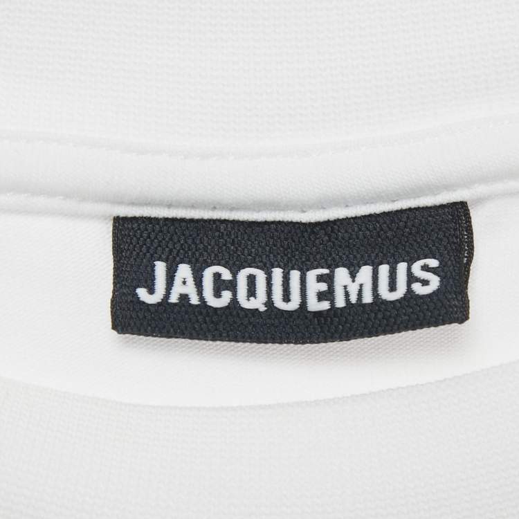 Pre Owned Jacquemus White Logo Cotton Crewneck T-Shirt L