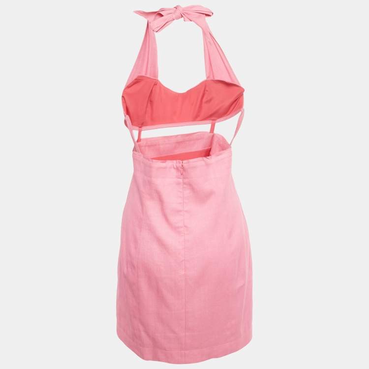 Pre Owned Jacquemus Pink Linen Blend Cut-Out La Robe Limao Mini Dress M