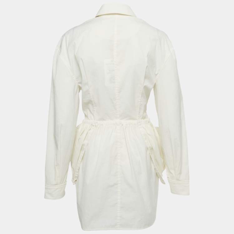 Pre Owned Jacquemus Ivory Crepe Layered  Le Coup de Soleil Mini Dress M