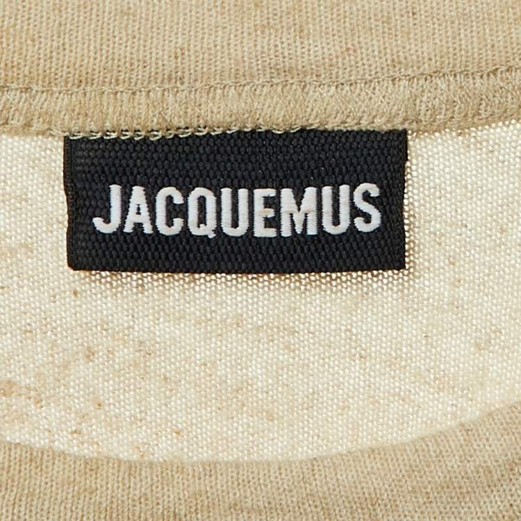 Pre Owned Jacquemus Beige Cotton & Linen Blend Fitted T-Shirt Tops