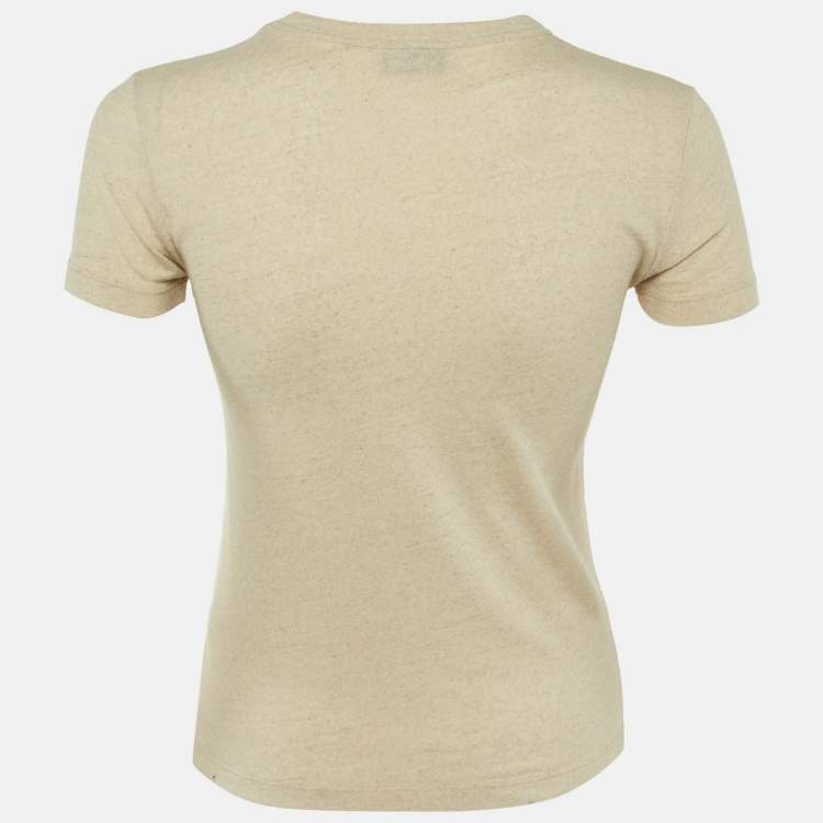 Pre Owned Jacquemus Beige Cotton & Linen Blend Fitted T-Shirt Tops