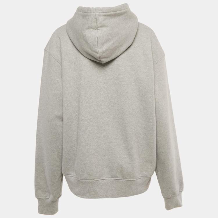 Pre Owned Jacquemus Grey Logo Print Cotton Hoodie M