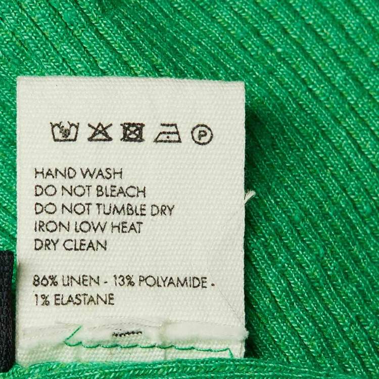 Pre Owned Jacquemus Green Linen Rib Knit One Shoulder Cropped Top S