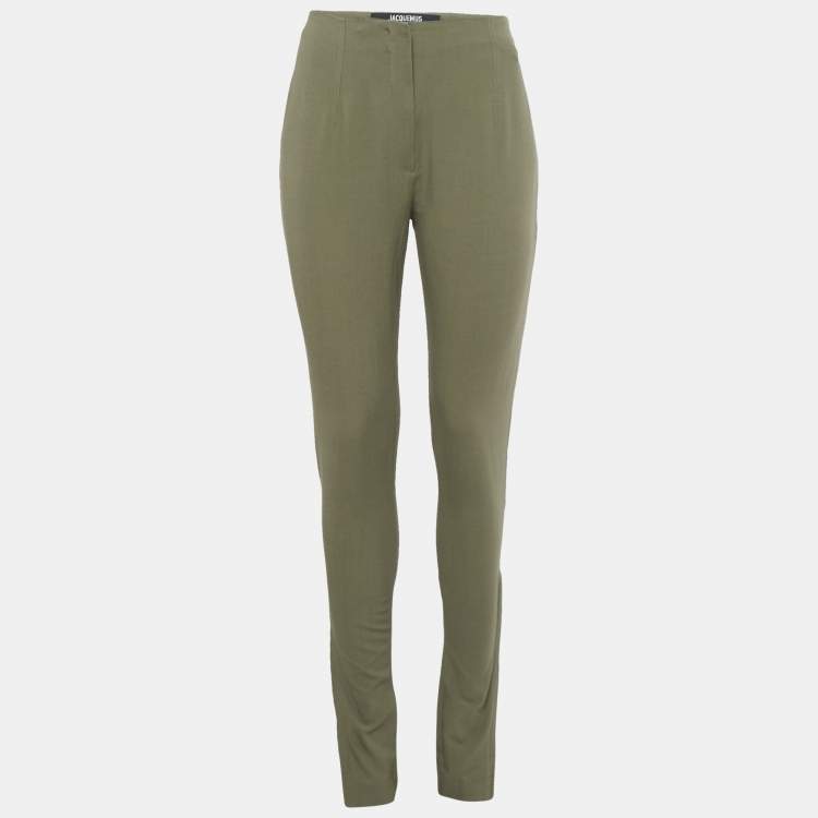 Pre Owned Jacquemus Green Linen Blend Skinny Trousers M