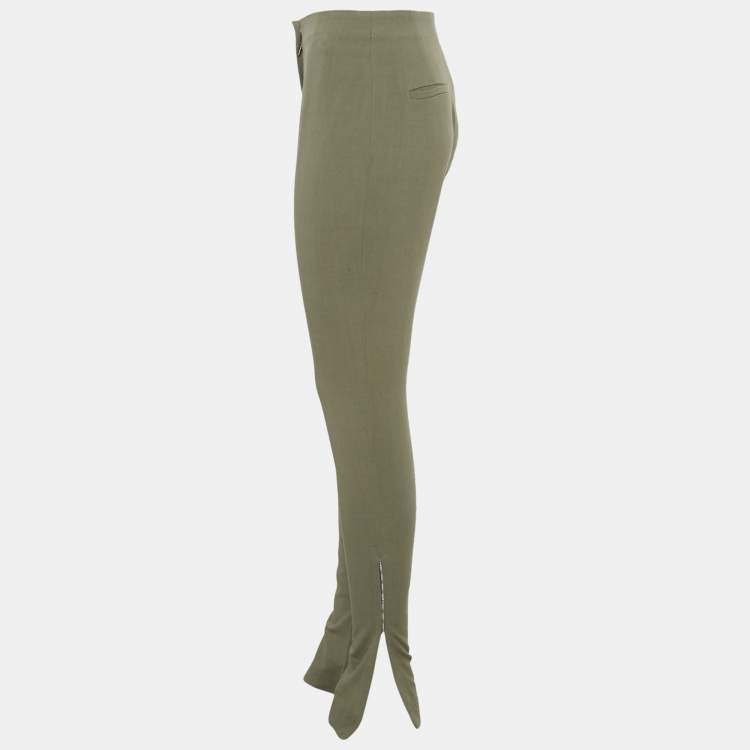 Pre Owned Jacquemus Green Linen Blend Skinny Trousers M