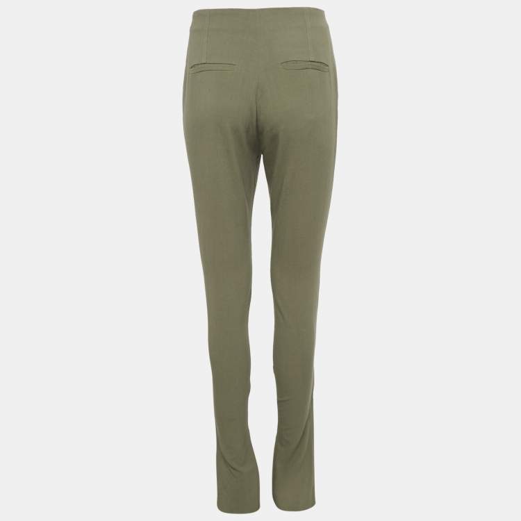 Pre Owned Jacquemus Green Linen Blend Skinny Trousers M