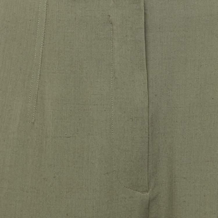 Pre Owned Jacquemus Green Linen Blend Skinny Trousers M