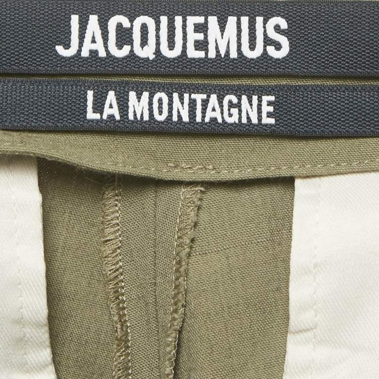 Pre Owned Jacquemus Green Linen Blend Skinny Trousers M