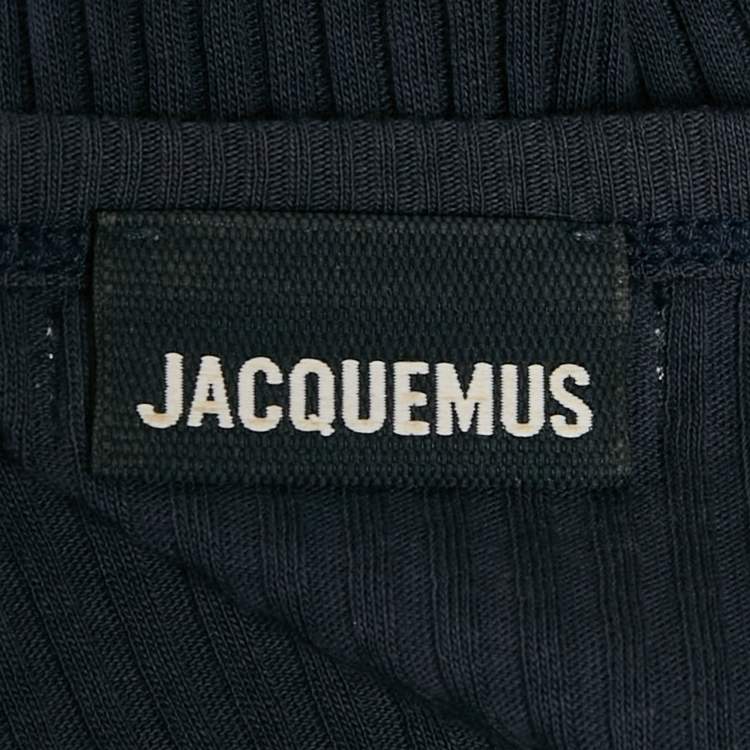 Pre Owned Jacquemus Navy Blue Cotton Rib Knit Le Caraco Bodysuit L