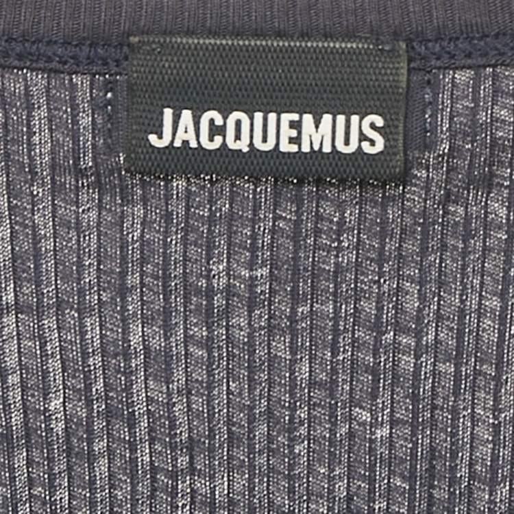 Pre Owned Jacquemus Navy Blue Cotton Rib Knit Le Caraco Bodysuit L