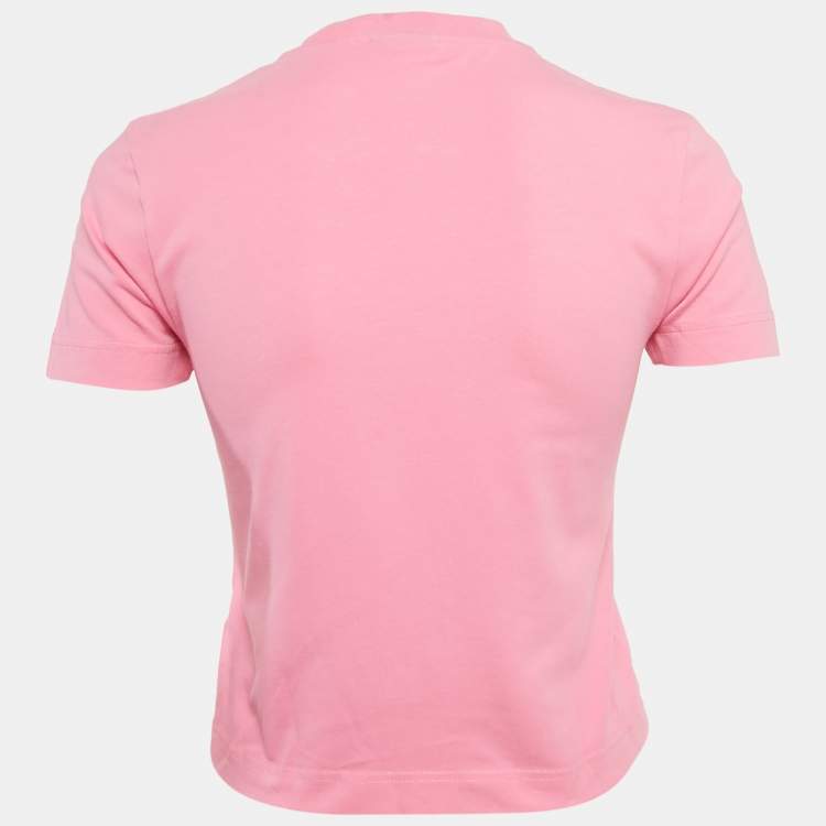 Pre Owned Jacquemus Pink Logo Plaque Cotton Knit T-Shirt S