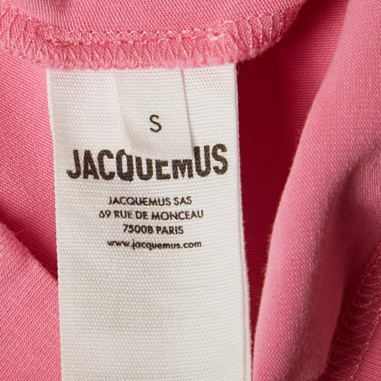 Pre Owned Jacquemus Pink Logo Plaque Cotton Knit T-Shirt S