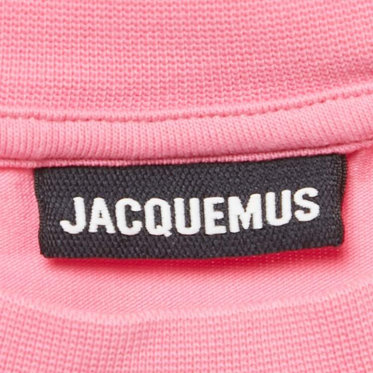 Pre Owned Jacquemus Pink Logo Plaque Cotton Knit T-Shirt S