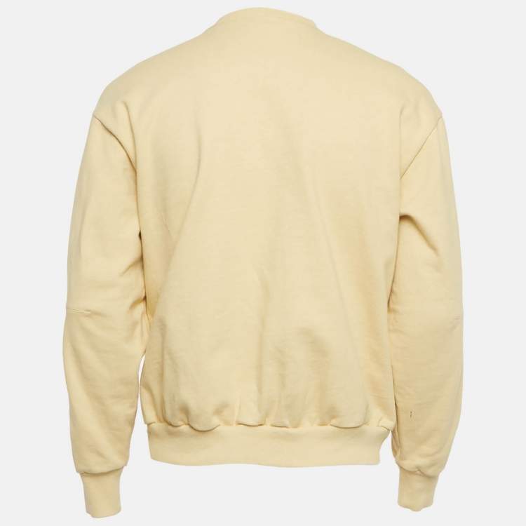 Pre Owned Jacquemus Yellow Cotton Knit Logo Patch Sweatshirt XS