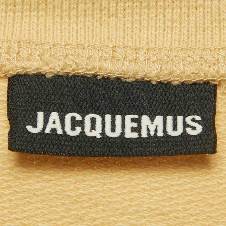Pre Owned Jacquemus Yellow Cotton Knit Logo Patch Sweatshirt XS