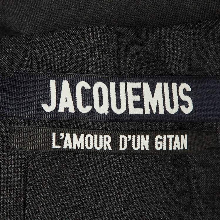 Pre Owned Jacquemus  L'amour D'un Gitan Black/Grey Wool Ruffle Detail Top M