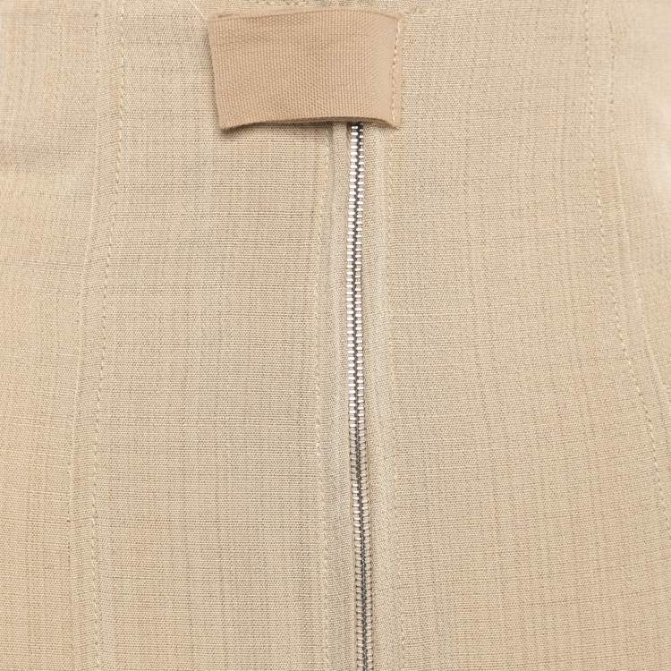 Pre Owned بنطلون جاكيموس حرير بيج بمزيج عالي الخصر لو بابييه مقاس صغير (سمول)