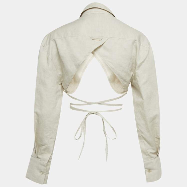 مملوكة مسبقًا Jacquemus Beige Cotton Blend Crop Top S