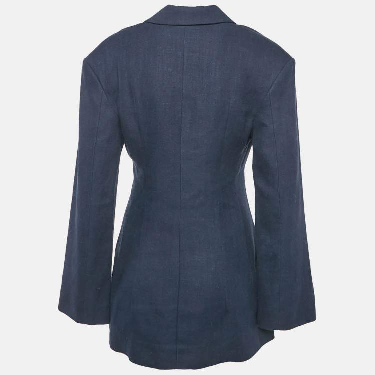 Pre Owned Jacquemus Navy Blue Linen Blend Cut-Out La Veste Arles Dress M
