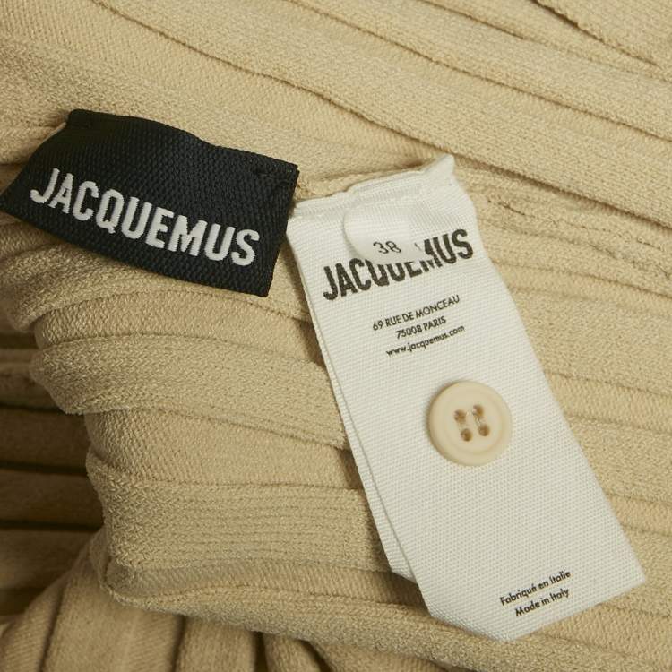 مملوكة مسبقًا Jacquemus Beige Rib Knit Button Detail Top M