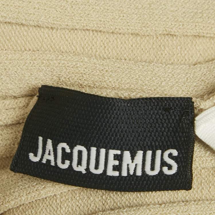 مملوكة مسبقًا Jacquemus Beige Rib Knit Button Detail Top M