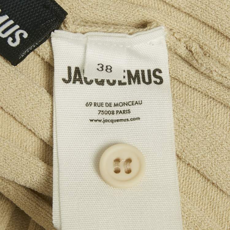 مملوكة مسبقًا Jacquemus Beige Rib Knit Button Detail Top M