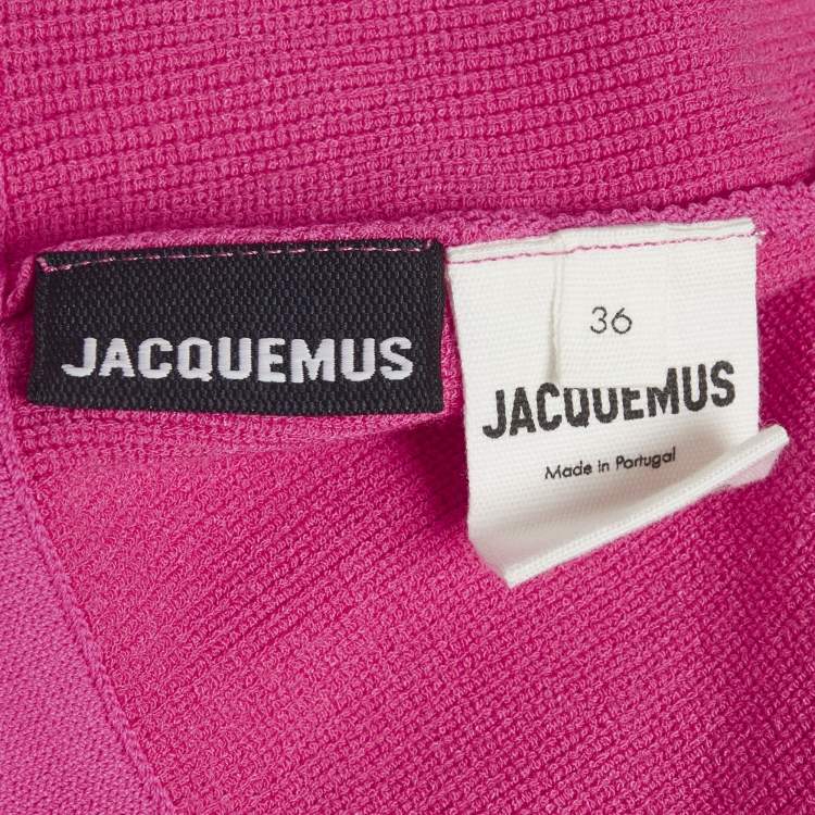 Pre Owned Jacquemus Pink Rib Knit Bralette and Shorts Set S/L