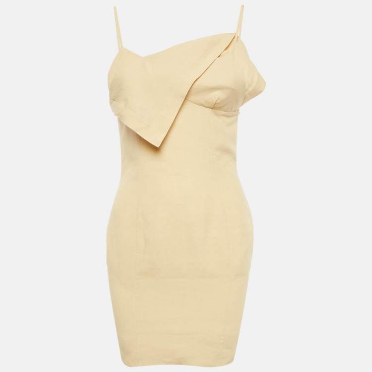 مملوكة مسبقًا Jacquemus Lamour Cream Linen Backless Mini Dress S