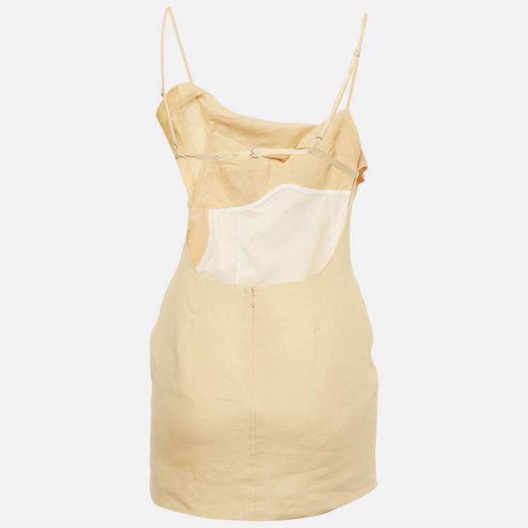 مملوكة مسبقًا Jacquemus Lamour Cream Linen Backless Mini Dress S