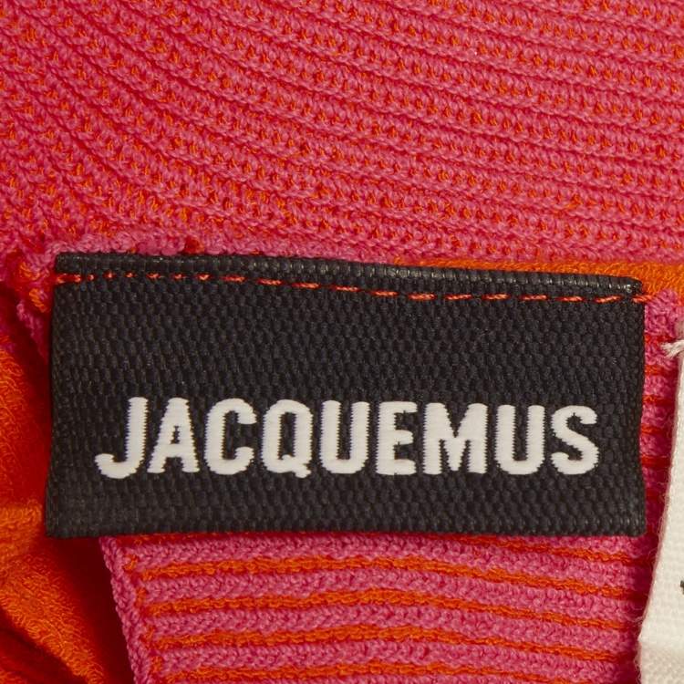 Pre Owned Jacquemus Orange/Pink Rib Knit Bralette & Shorts Set S/L