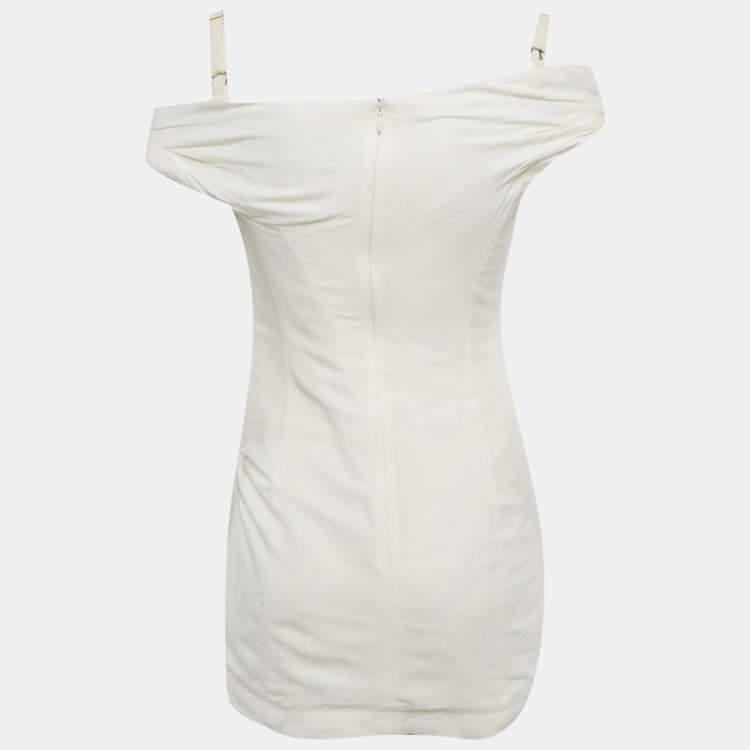 Pre Owned Jacquemus Lamour White Linen Off-Shoulder Mini Dress S