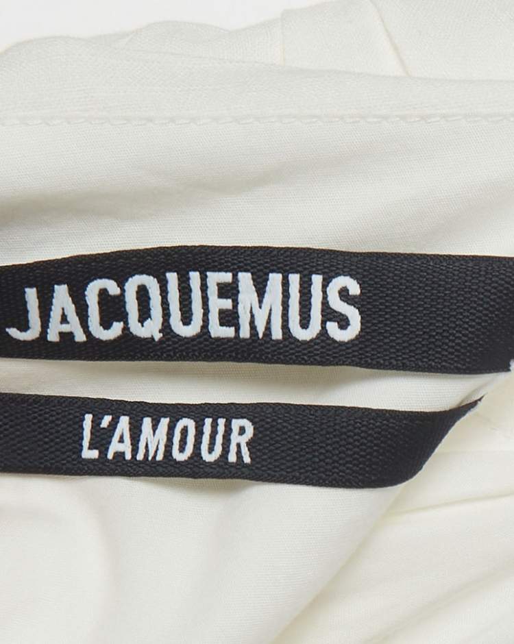 Pre Owned Jacquemus Lamour White Linen Off-Shoulder Mini Dress S