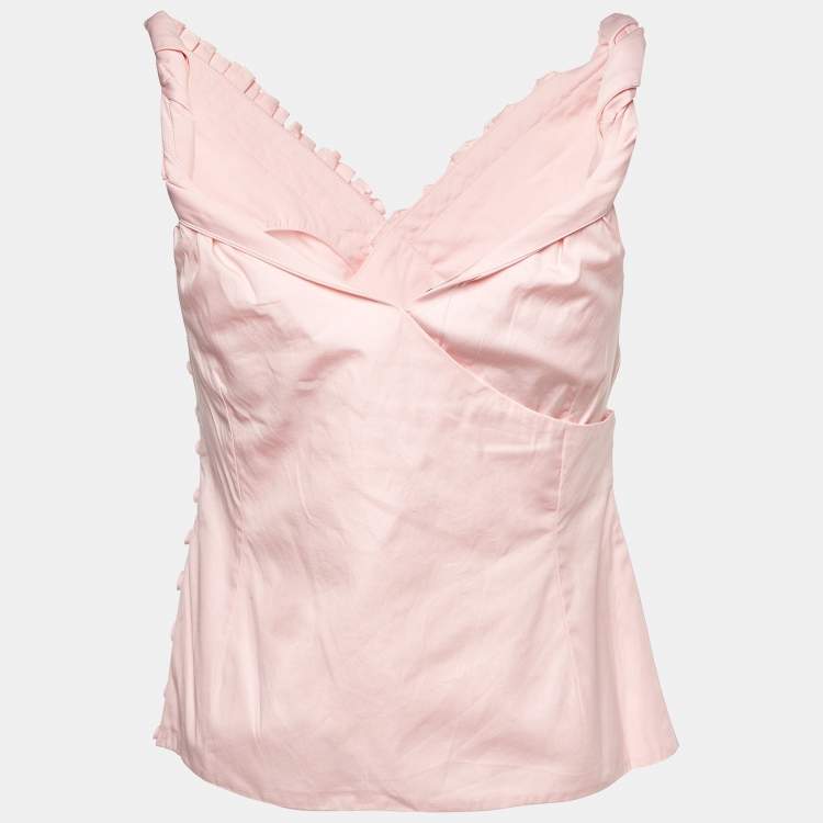 Pre Owned Jacquemus Pink Cotton Le Haut Seville Ruffled Top M