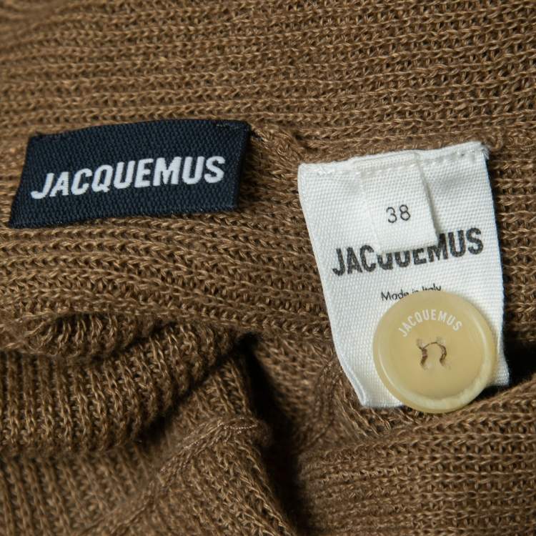 Pre Owned Jacquemus Dark Beige Linen Knit Twisted Sleeveless Top S