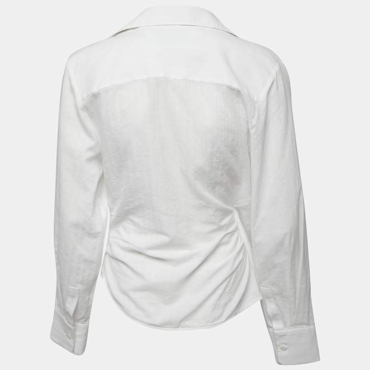 Pre Owned Jacquemus White Cotton Tie Detailed Full Sleeve Cropped Shirt S