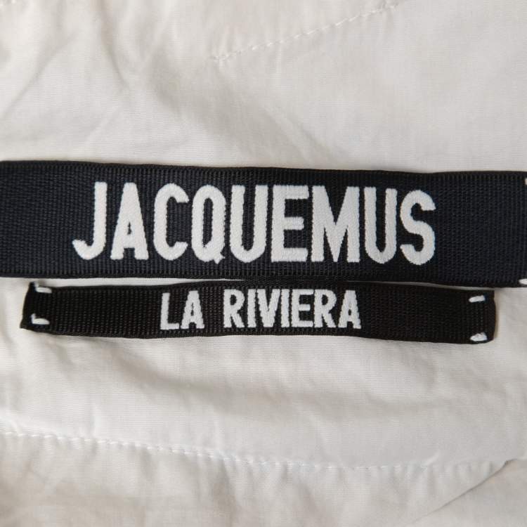 Pre Owned Jacquemus Beige Striped Cotton Blend Halter Neck Spezzia Mini Dress XS
