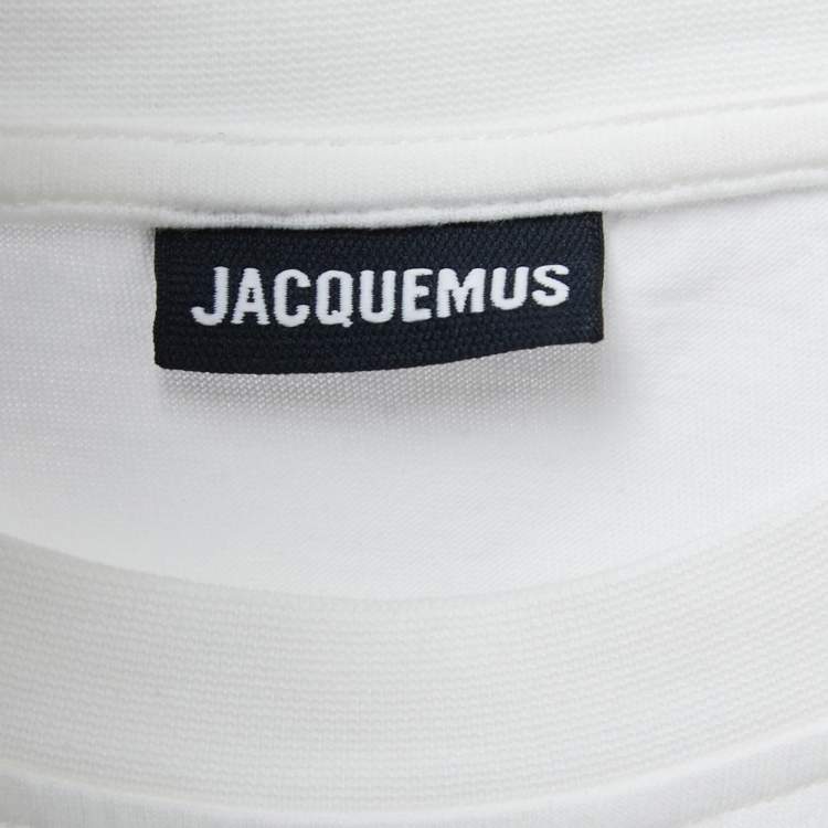 مملوكة مسبقًا Jacquemus White Cotton Tie Detail Short Sleeve Crop Top M